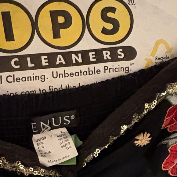 VENUS Black Strapless Dress with Red and Gold Floral Design - Picture 2 of 3